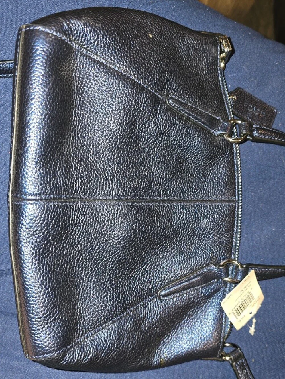 Coach Navy Blue Leather Shoulder Tote